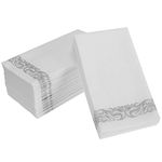 Foraineam 100-Pack Linen-Feel Disposable Hand Towels Decorative Paper Hand Napkins - Silver Floral Paper Guest Towels