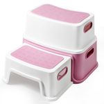 DEANIC Step Stools for Kids, Toddler Step Stool for Bathroom Sink, Toilet Potty Training and Daily Stool (Pink)