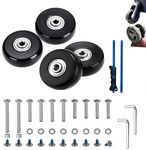 50mm 4PCS Luggage Suitcase Replacement Wheels and Hacksaw for Trolley Case Wheels Travel Bags Caster Inline Roller Skating Roller Swivel Rubber Wheels Bearings Repair Kits with Axles 30mm&35mm&60mm