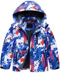 CREATMO US Boy's Waterproof Ski Jacket Warm Winter Snow Coat Windproof Snowboarding Rain Jacket, Dark Blue, 14-16 Years