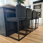 PHI VILLA Black Bar Stools Set of 4 - Counter Height 24'' Bar Stool Pu Leather Kitchen Modern Bar Chairs, Bar Stools with Back