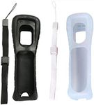 Silicone Skin Case Cover with Wrist Strap for Nintendo Wii Remote (White + Black)