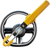 Sevenwalls Twin Bar Steering Wheel Lock - Heavy Duty Car Lock Anti-Theft Device - Universal Fit - Adjustable Length - High Visibility - Includes 2 Keys (Yellow)