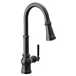 Moen S72003BL Paterson One Pulldown Kitchen Faucet with Power Boost, Includes Interchangeable Handle, Matte Black