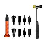 SFASTER 10Pcs Dent Repair Tool Kits Paintless Dent Removal Tap Down Tools with Dent Rubber Hammer Auto Body DIY Dent Fix Tools