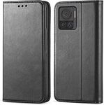 FORZARMOR for Motorola Moto Edge 30 Ultra 5G (6.67 Inch) Case Wallet Cover PU Leather Pockets Shockproof Magnetic Flip Card Holder (Black)