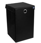 HomeStrap Polyester Premium Foldable Laundry Bag/Bin Cum Basket With Top Lid (Black)