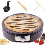 Duronic Crepe Maker PM152 Electric Pancake Maker Machine 37cm Non Stick Removable Hot Plate for Crepes, Omelettes & Pancakes Includes Crêperie Utensils