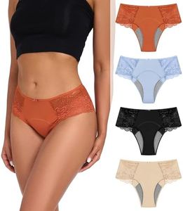 Intiflower Period Underwear for Women, Leakproof Period Panties, Lace Menstrual Underwear Breathable & Soft