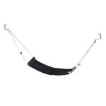 PATIKIL Foot Hammock Under Desk, Adjustable Foot Rest Sling with Hooks Portable Desk Footrest for Airplane Travel Home Office, Black Style 1