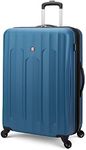 Swiss Gear Chrome Large Checked Luggage - Hardside Expandable Spinner Luggage 28-Inch., Blue