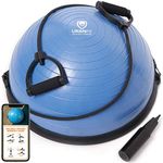 URBNFit Half Balance Ball - Yoga Ball Balance Trainer for Core Stability & Full Body Workout at Home or Gym - Resistance Bands, Pump and Exercise Guide Included - Blue