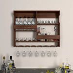 Genuine Decor Wooden Wall Mounted Wine Rack, Bar Cabinet with Glass Storage, Wall Hanging Mini Bar Reverse Glass Hanging Organizer for Home Wine Rack/Holder Size 30 x 24 Inch (Rose Wood) (Mahogany)