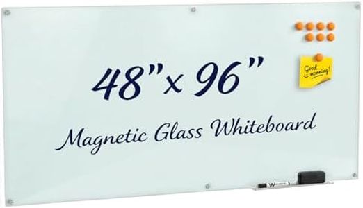 Magnetic Glass Whiteboard for Wall, 96" x 48" (8' x 4'), White Frameless Dry Erase Board for Home Office, Planning, Set of 8 Strong Magnets