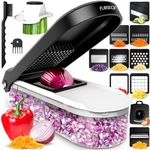 Vegetable Chopper Vegetable Cutter Mandoline Vegetable Slicer - Veggie Onion Salad Food Chopper Manual - Potato Chipper - Veg Chopper and Dicer - Kitchen Tools & Gadgets (10-in-1 Compact White)