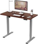 FLEXISPOT Electric Height Adjustable Standing Desk Sit Stand Desk Adjustable Desk Stand Up Desk with Memory Smart Pannel EF1 SERIES(120 * 60cm, Silver Frame+Mahogany Desktop)