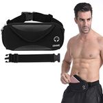 USHAKE Running Belt with Extender Belt, Bounce Free Pouch Bag, Fanny Pack Workout Belt Sports Waist Pack for Apple iPhone Samsung Note Galaxy in Running Walking Cycling-05BK, Black05, One Size for All