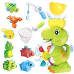 Cmartlarge Dinosaur Bath Toys for Toddlers Colorful Whirling Wheel No Mold Bath Toys Fishing Games Bath Time Bathtub Toy for Toddlers Baby Kids Infant Bath Toys