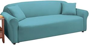 Collections Etc Jersey Stretch Slipcover Furniture Protector Turquoise Sofa