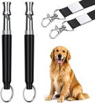 DIZU Dog Whistle, Dog Training Whistle with Lanyard, 2 Pcs Adjustable Ultrasonic Silent Dog Recall Whistles, Professional Dog Whistle to Stop Barking Neighbors Dog (Black)