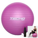 TechoFit 65cm Sitting Yoga Ball Chair – Anti-Burst Swiss Exercise Ball for Office, Pregnancy, Labour, Workout & Yoga – Balance Ball with Fabric Cover (Purple)