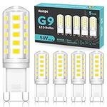 QNUJN G9 Led Bulbs Cool White, 5W, 500LM, 6000K, Equivalent to 50W Halogen, Non-Dimmable Energy Saving Light Bulb for Home Lighting Decor, Chandelier, Wall Light, Crystal Lamp-5 Packs