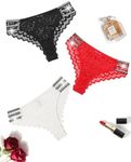 Avidlove Women Sexy Panties Lace Glitter Panty Cheeky Bikini Underwear 3 Pack