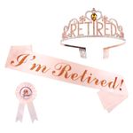 Mulaibdin Retirement Decorations Funny, Retirement Crown & Medal, Retirement Gifts for Women & Men, Happy Retirement Sash, Retirement Party Supplies for Retired Mom, Dad,Wife,Friends (Pink)