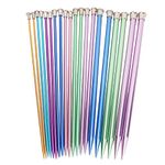 10in Knitting Needles Set, Single Pointed 25cm Colored Ultra Light Various Sizes Available Aluminum Color Extra Long Straight Sweater Needles for DIY Knitting Projects