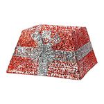 Christmas Xmas Tree Red & Silver Skirt Stand Base Basket Cover Tidy Decor with Ribbon with LED Light up Effect Perfect for Indoor Use Folds For Easy Storage