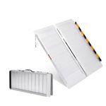 4 FT Portable Wheelchair Ramp with Gloves, Wheel Chair Ramps for Homes with Transition Plate, Aluminum Wheelchair Ramp with Non-Skid Surface and Reflective Strips, Weight Capacity Up to 600 Lbs