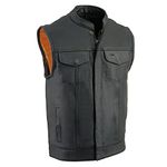 Milwaukee Leather Men's Black Cool-Tec Naked Leather Vest - Club Style Dual Closure Motorcycle Rider Vest MLM3514 - X-Large