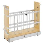 Rev-A-Shelf 5" Pull Out Wooden Bakeware Organizer Shelf for Kitchen Cabinets, Pots and Pans Wire Storage Rack w/Soft-Close Slides, 447-BCSC-5C