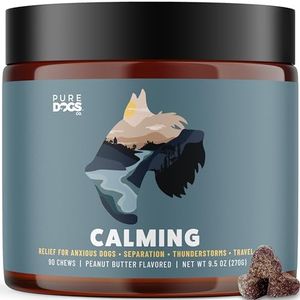 Pure Dogs Calming Chews for Anxiety & Stress Relief - Dog Treats with Organic Hemp & GABA - Soothe Scratching & Restlessness - 90 Calming Treats
