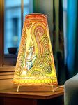 SHILP KATHA Handicraft Leather Lamps For Home Decoration — Handmade Decorative Side Table Lamps for Bedroom | Lamp Shade for Living Room Home Decor | Vibrant Peacock