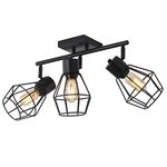 MUEOF Industrial Track Lighting 3 Light,Black Flush Mount Ceiling Light, Rotatable Light Head, Modern Ceiling Spotlight for Kitchen,Dining Room, Living Room, Hallway, Bathroom, Cabinet, Etc.