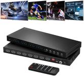 PORTTA 4x4 HDMI Matrix 4K 60Hz 4:4:4, 4 in 4 Out Switch Splitter, Audio Extractor, 16 EDID Modes with Remote Control Supports HDMI 2.0b, HDCP 2.2, HDR, YUV, ARC, 18Gbps, 3D, Downscaler 4K & 1080P