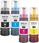 LAIPENG Compatible with Epson 104 Ink Cartridges for EcoTank 104 Multipack Ink Refill Bottles Black Cyan Magenta Yellow