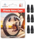 Presta Valve Cap 6 Pieces - Cycling Tire Air Valve Caps | Anodized Tire Stem Valve Caps Dust Free - Aluminum Alloy Color Bike Tire Valve Cap | Bicycle Presta Valve Cover - (Black)