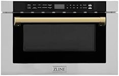 ZLINE Autograph Edition 24" 1.2 cu. ft. Built-in Microwave Drawer with a Traditional Handle in Stainless Steel and Gold Accents