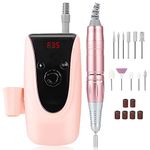 Professional Rechargeable 35000 RPM Nail Drill, Portable Electric Nail Drill E File Electric Nail File for Acrylic, Gel Nails, Manicure Pedicure Polishing Shape Tools with 11Pcs Nail Drill Bits (Red)
