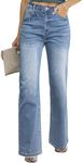 Sidefeel Jeans for Women Trendy 2024 Wide Leg High Waisted Straight Leg Fall Denim Pants Iceland Blue Size 10