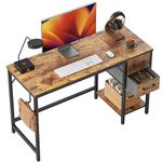 Cubiker Computer Home Office Desk with Drawers, 120x60 cm Small Desk Study Writing Table, Modern Simple PC Desk, Brown