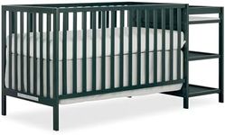 Dream On Me Synergy Convertible Crib and Changer in Olive with Detachable Changing Table, JPMA Certified, 1” Changing pad