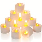 Homemory Set of 12 Bright Warm Yellow Timer Tea Lights, Battery Operated LED Tea Lights with Timer and Flickering Flame, Dia 3.5CM x H 3.1CM