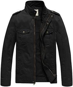 WenVen Men's Military Canvas Work Jackets and Coats (Black, XX-Large)