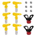 6 Pieces Reversible Airless Paint Sprayer Nozzle Tips, 211, 313, 415, 515, 517, 623 Spray Tip Nozzle, Airless Sprayer Spraying Machine Parts Homes Buildings Decks Fences (Yellow)