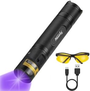 Alonefire SV005 Powerful 10W 365nm UV Torch Ultraviolet Light Flashlight Professional USB Rechargeable Blacklight Urine Detector with UV Protective Glasses, Battery Included for Resin Curing Mineral