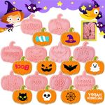 Saijer Halloween Cookie Cutter Set, 10 Pcs Pumpkin Halloween Biscuit Cutters Cookie Cutters and Stamps Halloween Cookie Moulds Biscuit Moulds Halloween Cutters for Baking Ghost Cat Bat Cookie Cutter