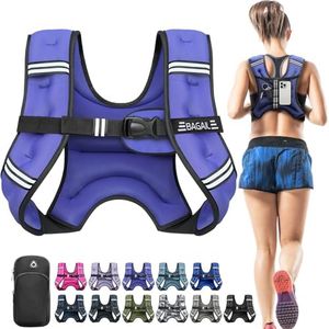 BAGAIL Weighted Vest, 5lbs/10lbs/12lbs/15lbs/20lbs/25lbs/30lbs Weight Vest with Detachable Phone Pouch, Rucking Vest for Women, Men, Walking, Weight Loss, Training, Running